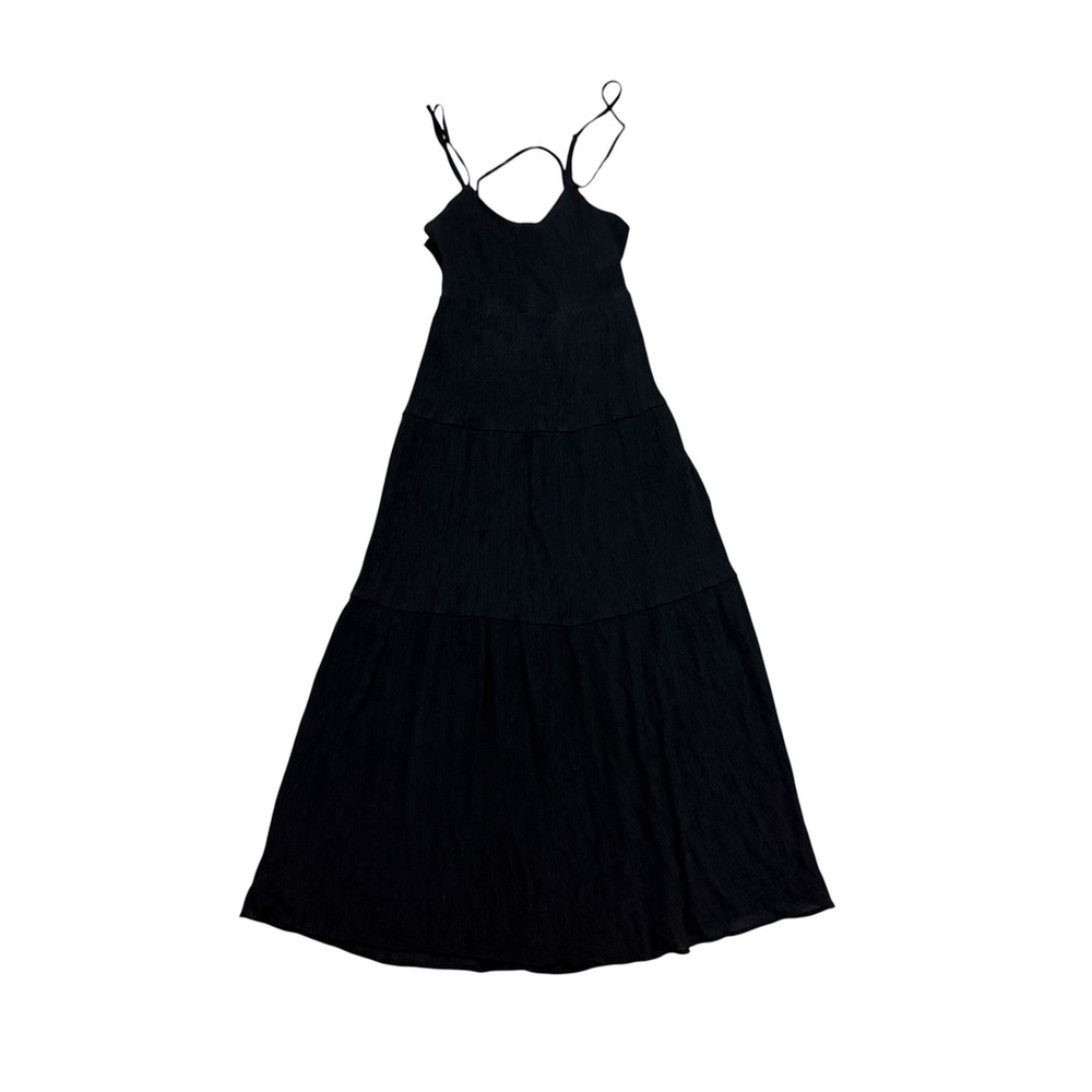 Altar'd State Maxi Dress Women Small Black Boho Tiered Strappy Back Textured